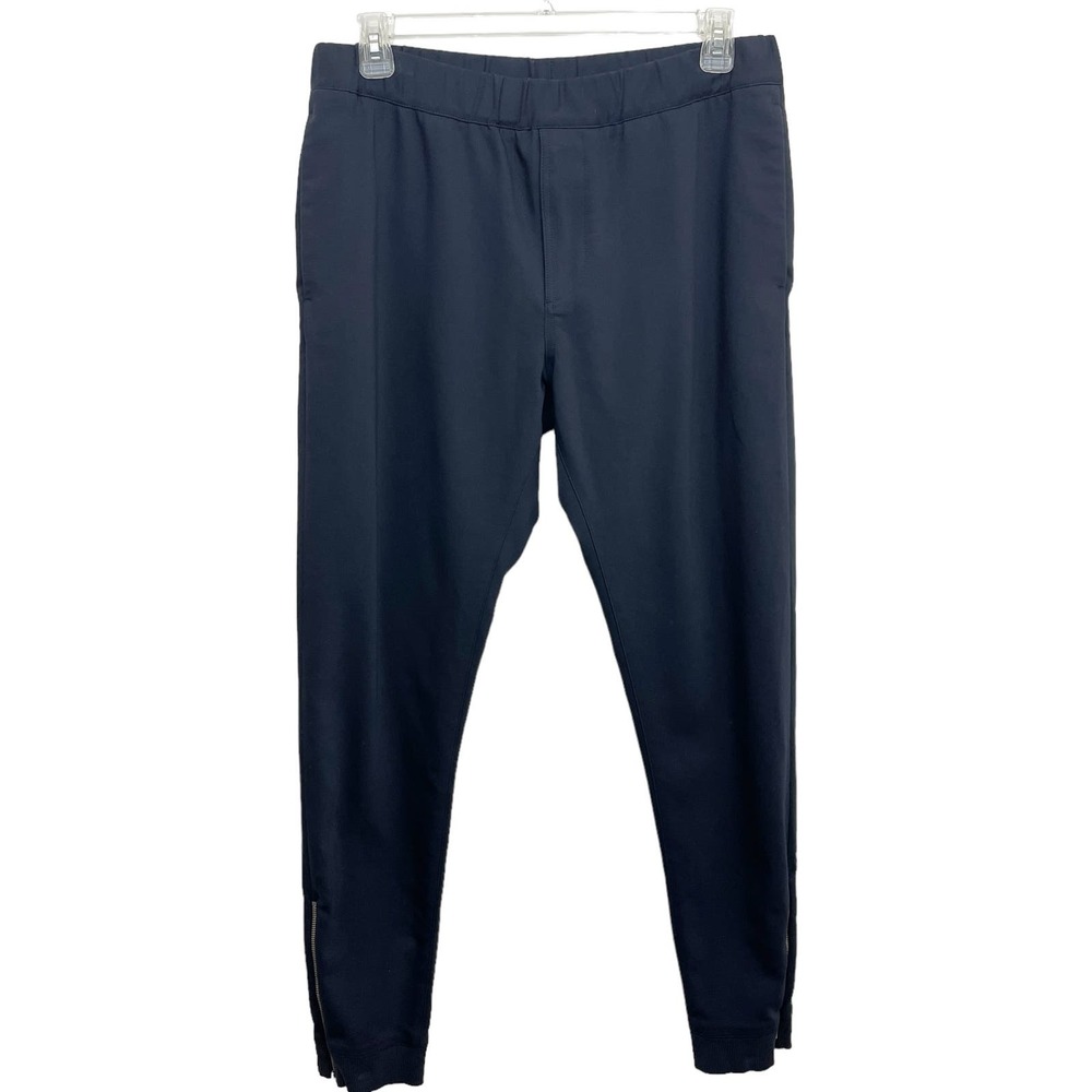 COS Womens Jogger Pants Size Large Navy Blue Ankle Zips High Rise Elastic Waist